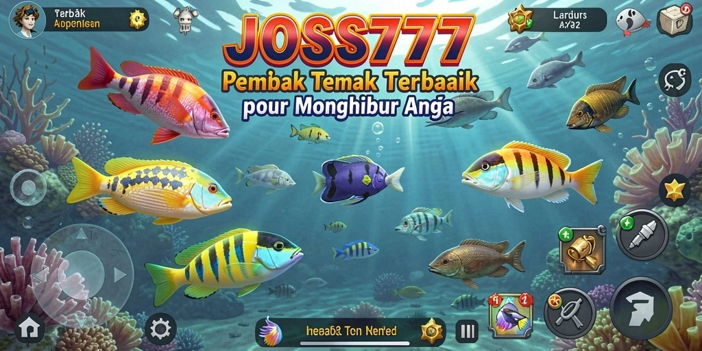 Tampilan gameplay seru JOSS777 menembak ikan di lautan.