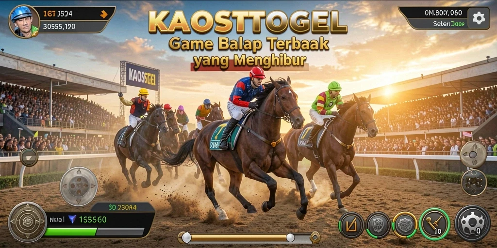 Screenshot gameplay KAOSTOGEL menampilkan aksi balapan yang seru dan mendebarkan.