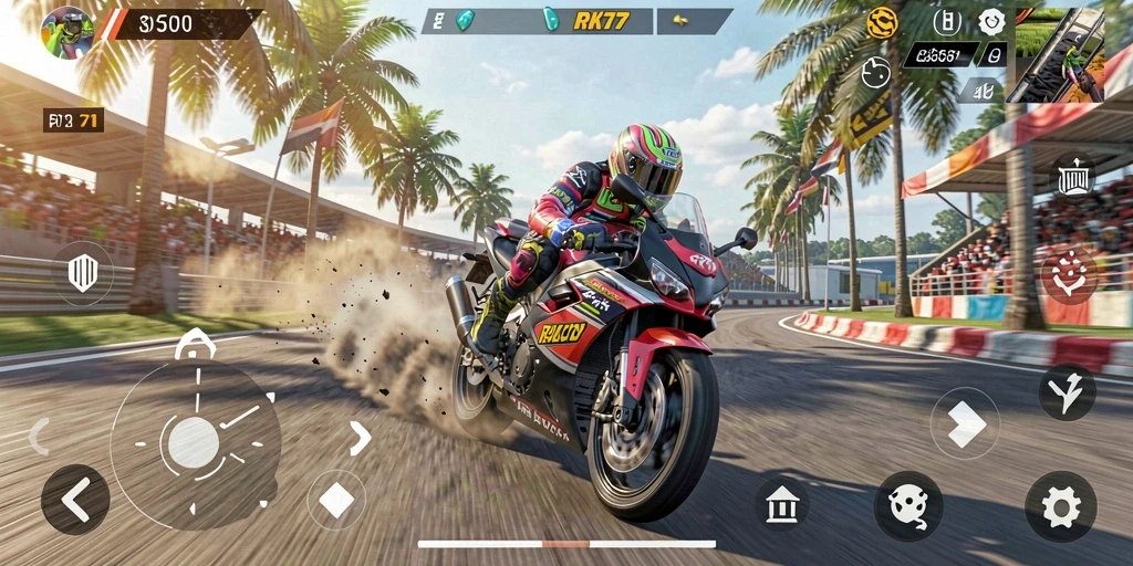 Gameplay seru balap motor dengan grafik menakjubkan di RK77.