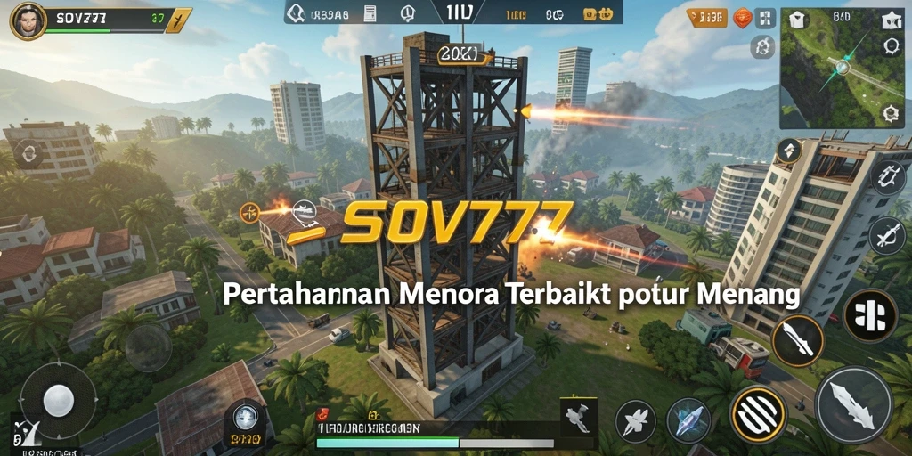 Tangkapan layar gameplay menunjukkan pertempuran Tower Defense yang epik.
