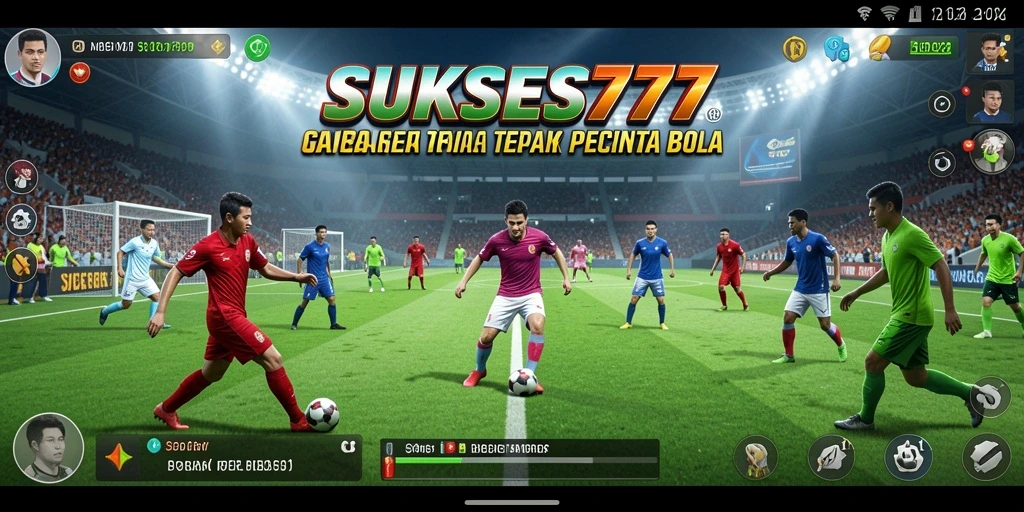 Tampilan gameplay seru dari SUKSES777 yang penuh aksi sepak bola.