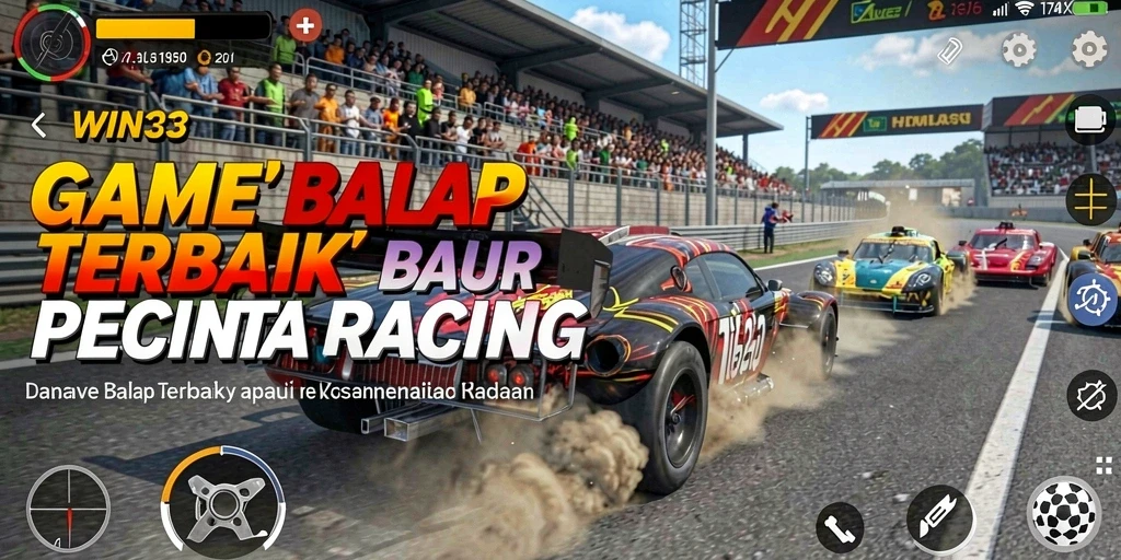 Tampilan gameplay menegangkan di WIN33 saat balapan yang kompetitif.
