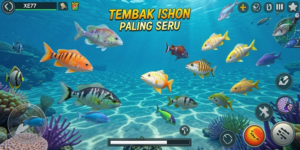 Tangkapan layar utama dari gameplay Tembak Ikan XE77.